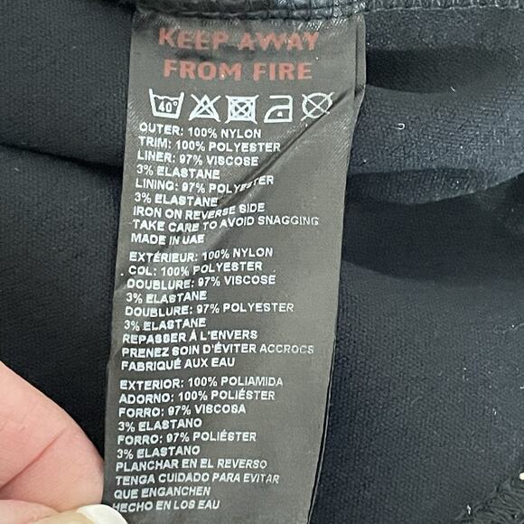 Urban Outfitters Mini Dress Size M Black Embroidered Floral Mesh Over Ponte Knit - Picture 10 of 11